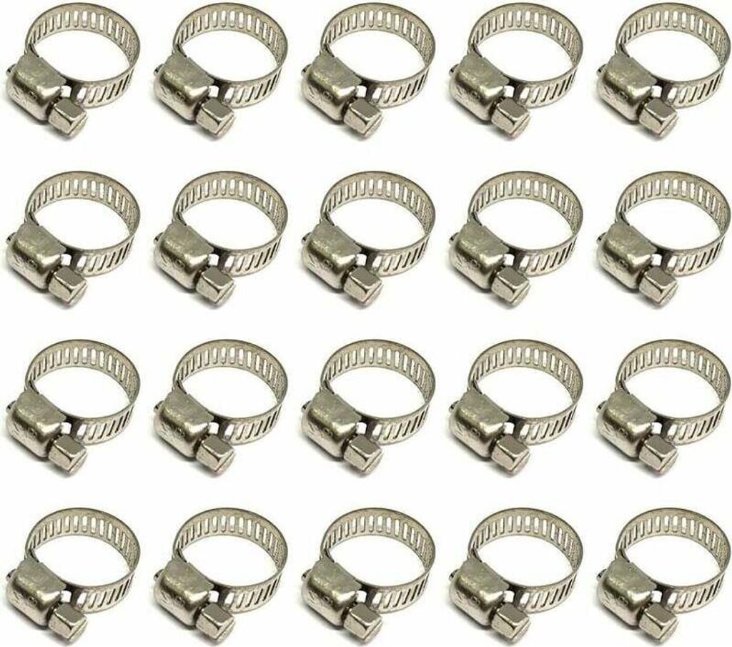 20 Stück Rohrschelle, verstellbare Rohrschelle 10–16 mm, Schlauchschelle aus Edelstahl 304, Metallschlauchschelle, für Rohr, Hausgas, Familienw...