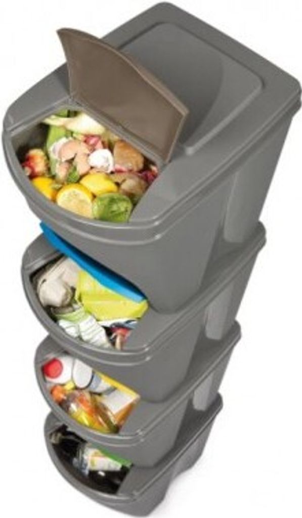Mülleimer Set Sortibox 4 x 25 l aus Plastik, anthrazit, Produktbild 7