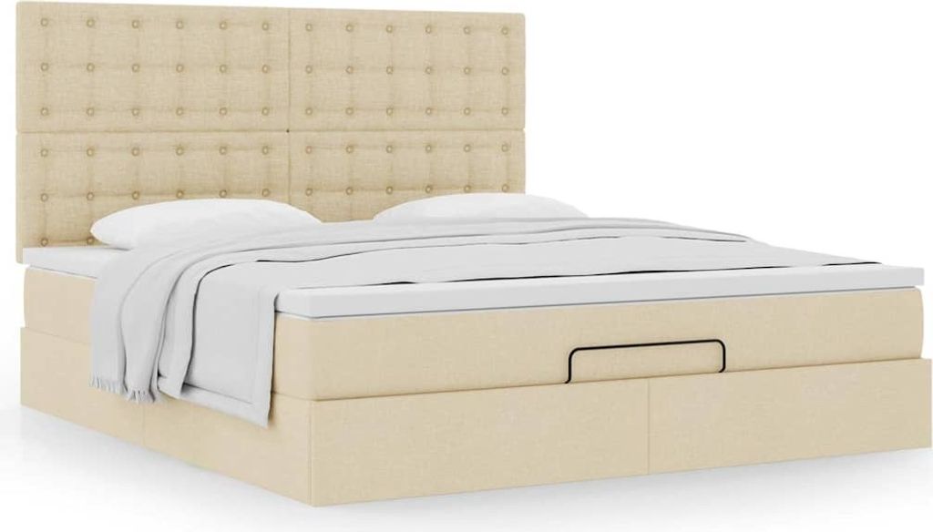 Maison Exclusive - Ottoman-Bett mit Matratze Creme 180x200 cm Stoff