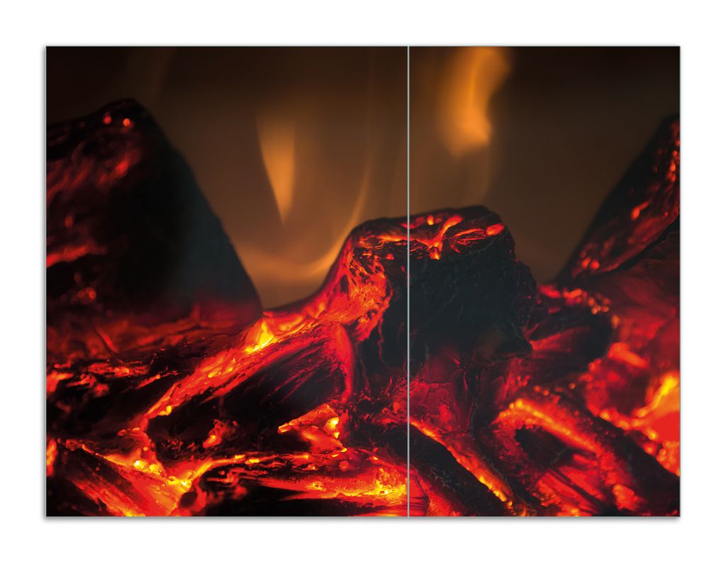 Wallario Herdabdeckplatte aus Glas, Größe 70 x 52 cm 2-teilig, Motiv Glühende Kohle