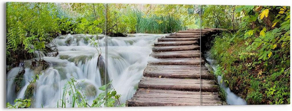 Bild auf Leinwand - Leinwandbild - Nationalpark Natur Kieselsteine - 150x50cm - Wand Bild - Wanddeko - Leinwanddruck - Bilder - Kunstdruck - Leinwa...