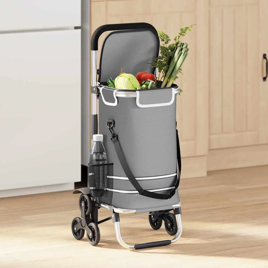 vidaXL Chariot de courses gris 47 x 39 x 100,5 cm en tissu Oxford durable