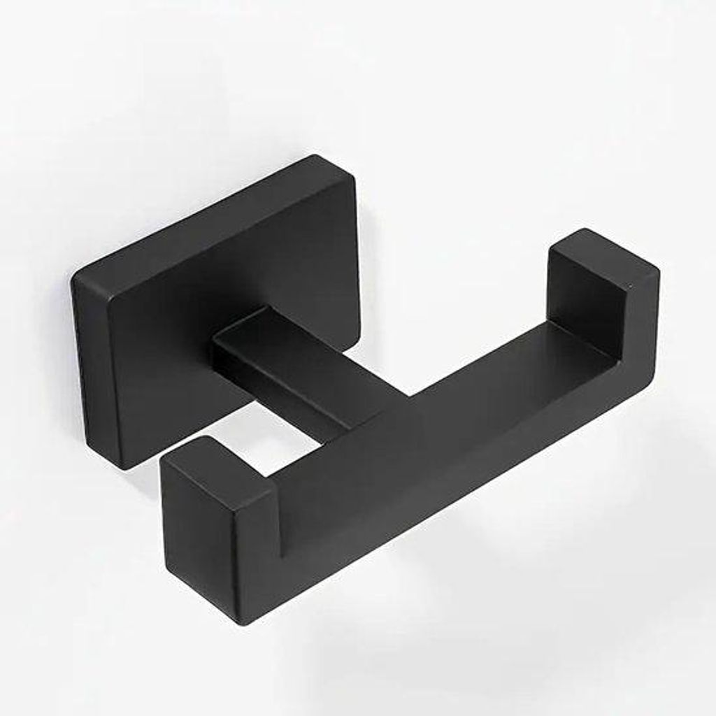 Badkamermuurhalter aus Edelstahl 304, schwarz | Badezimmer Wandhalter | Bogenförmiges Design spart Platz