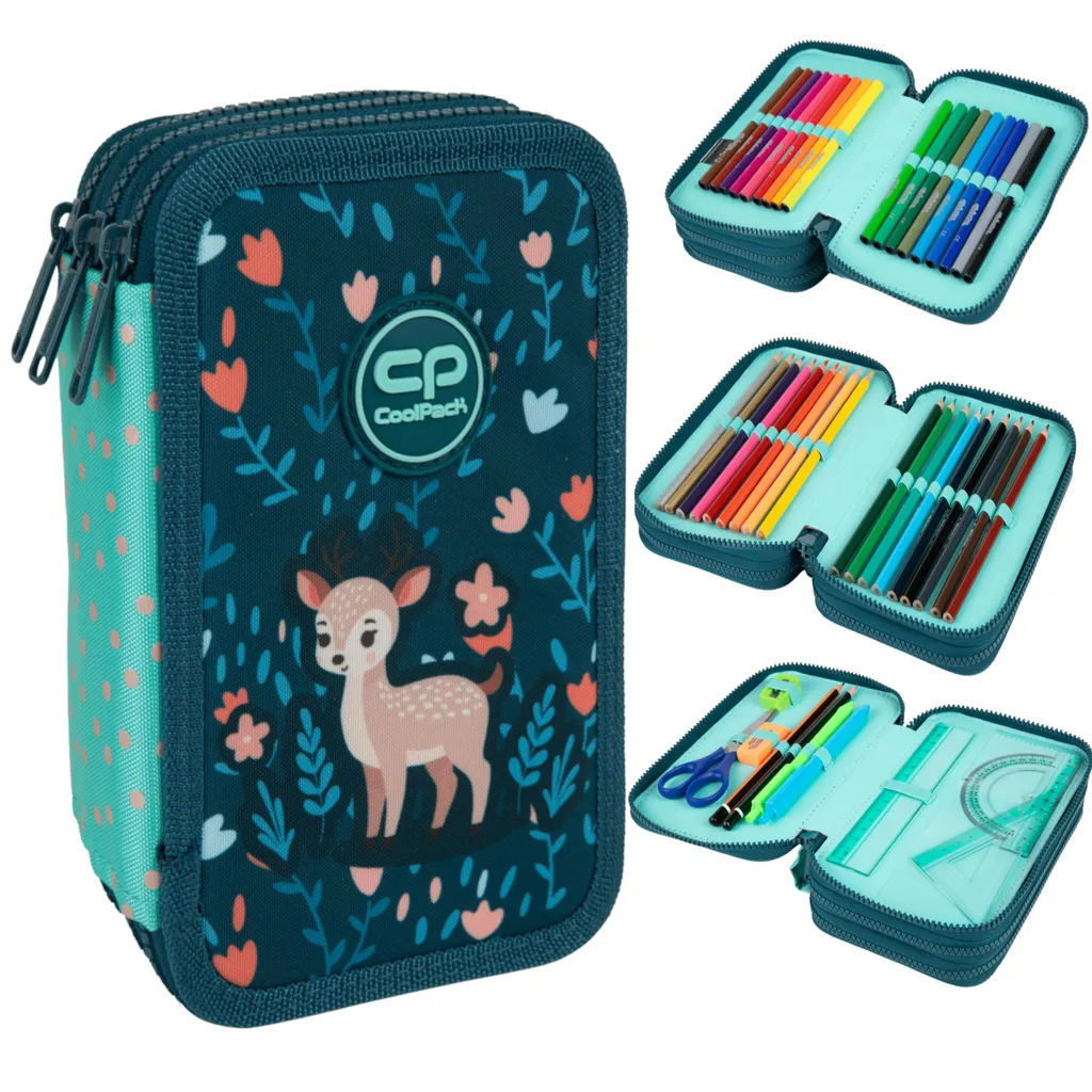 Trousse Scolaire Triple Jelonek Deer Jumper 3 Coolpack avec Accessoires