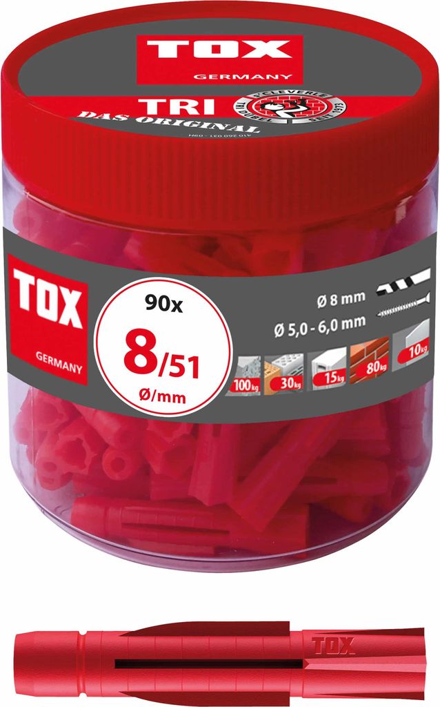 TOX Allzweckdübel Tri 8x51 mm in Runddose / innen und außen