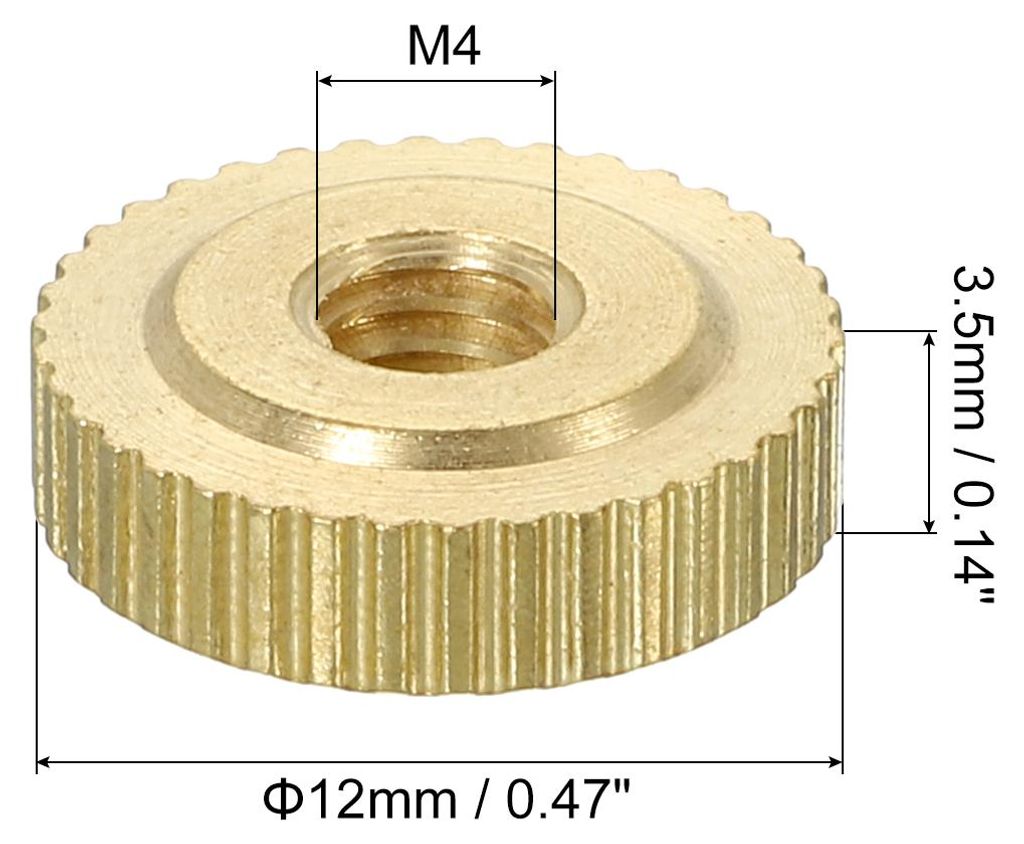 Ger?ndelte Daumenmuttern, 4 Stš¹ck M4 x D12mm x H3.5mm Messing Griffmuttern R?ndelmuttern mit Hohem Kopf Befestigungselemente fš¹r 3D-Drucker T...