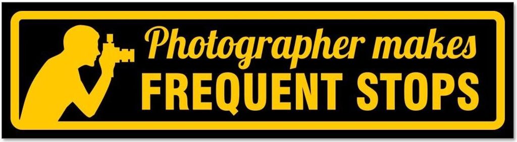 Kiwistar - Autoaufkleber - Gelb - Schwarz - 20 x 5,3 cm - Frequent Stops Fotograf - Hinweis Aufkleber Sticker für Auto, Kfz, Fahrrad, PKW, LKW