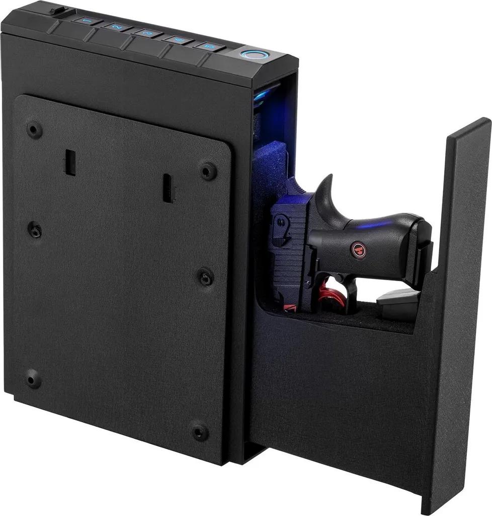 Coffre-fort pour armes de poing compact et discret pour table de chevet