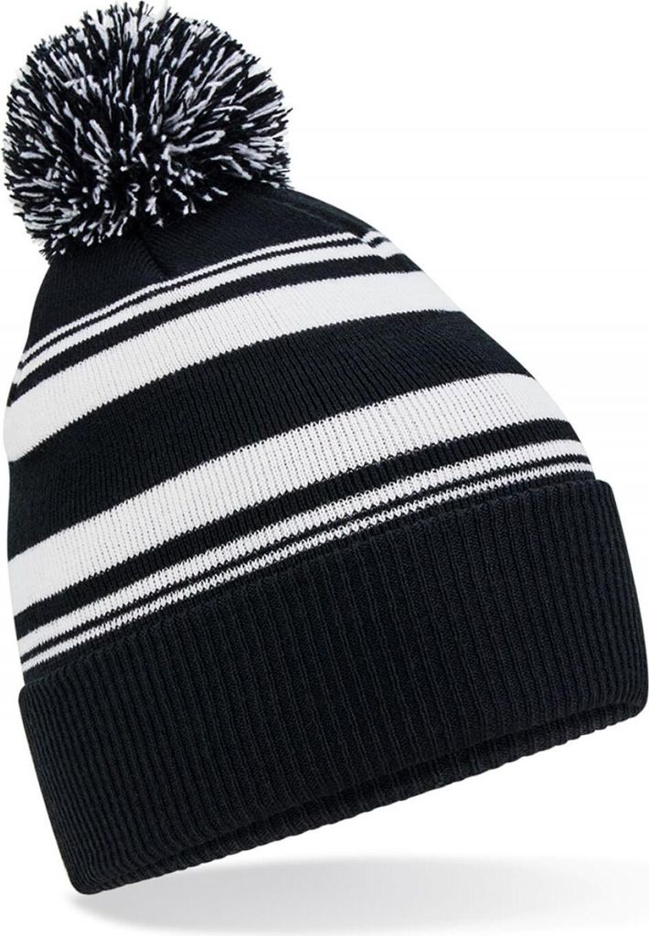 Beechfield B473R | Striped Fan Beanie - Farbe: Black/White Produktbild 