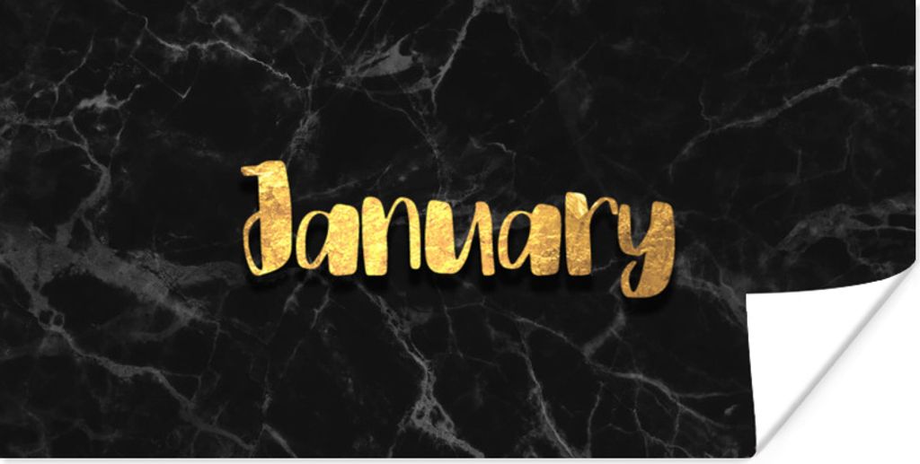 MuchoWow Poster Kalender - Januar - Gold - Marmor 120x60 cm - Bild