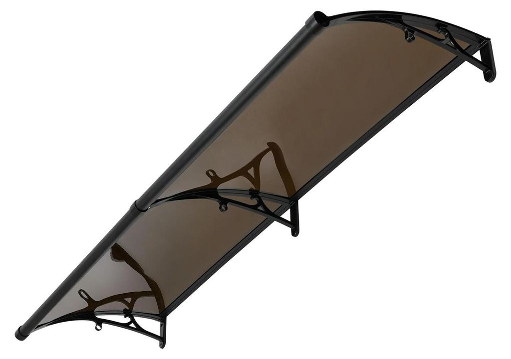 Vordach Regenschutz - Türüberdachung - Aluminiumlegierung 200x60 cm - UV-Schutz, wetterfest für Balkon, Terrasse, Garage & Haustür - Schwarz