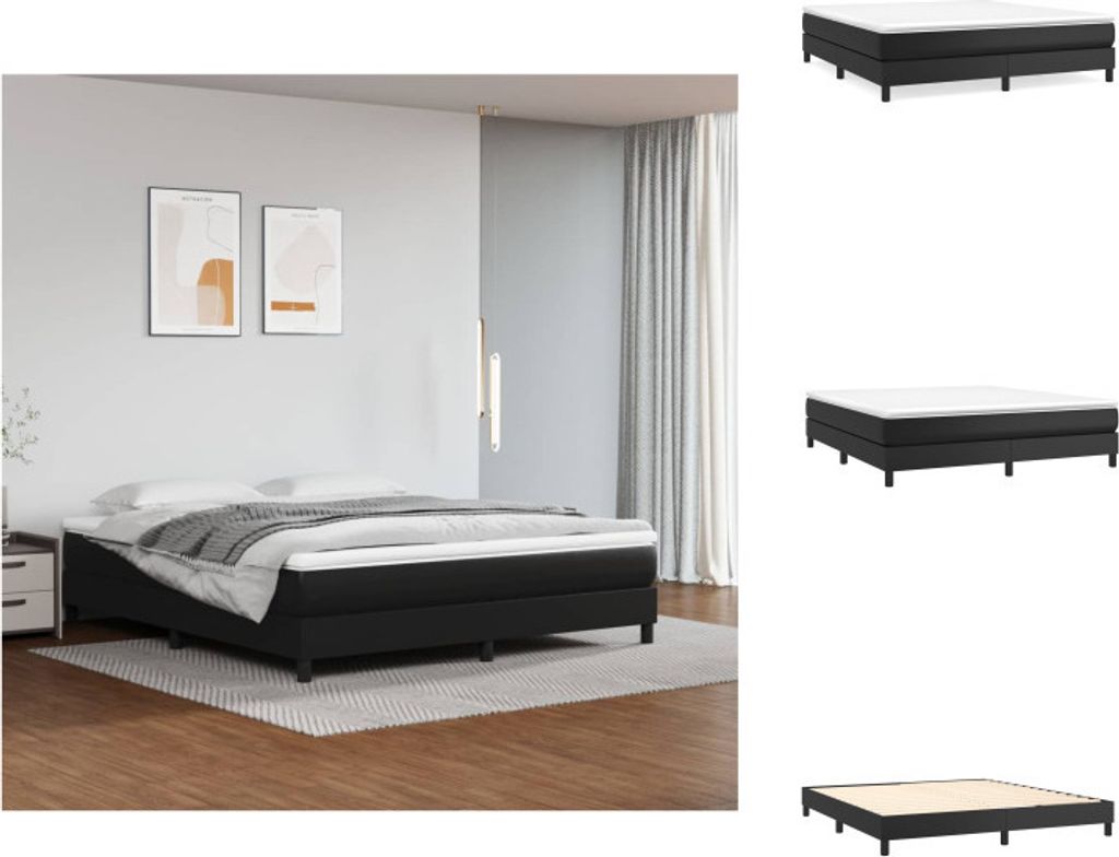 vidaXL Boxspringbett Schwarz 180x200 cm Kunstleder - Betten & Bettgestelle