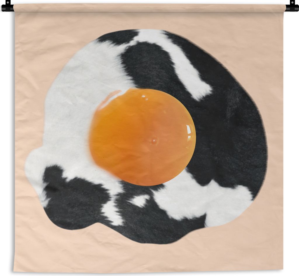 MuchoWow Wandteppich Wandbehang Ei - Lebensmittel - Kuhdruck - Tiere 150x150 cm Tapisserie Dekoration Wandtuch - Wohnaccessoires - Modernes
