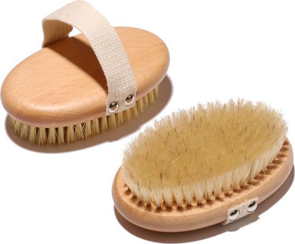 2er-Pack Trockenbürsten-Körperbürste, Peelingbürste mit Naturborsten für trockene Haut, Körperpeeling für makellose Haut, Cellulite-Behandlu...