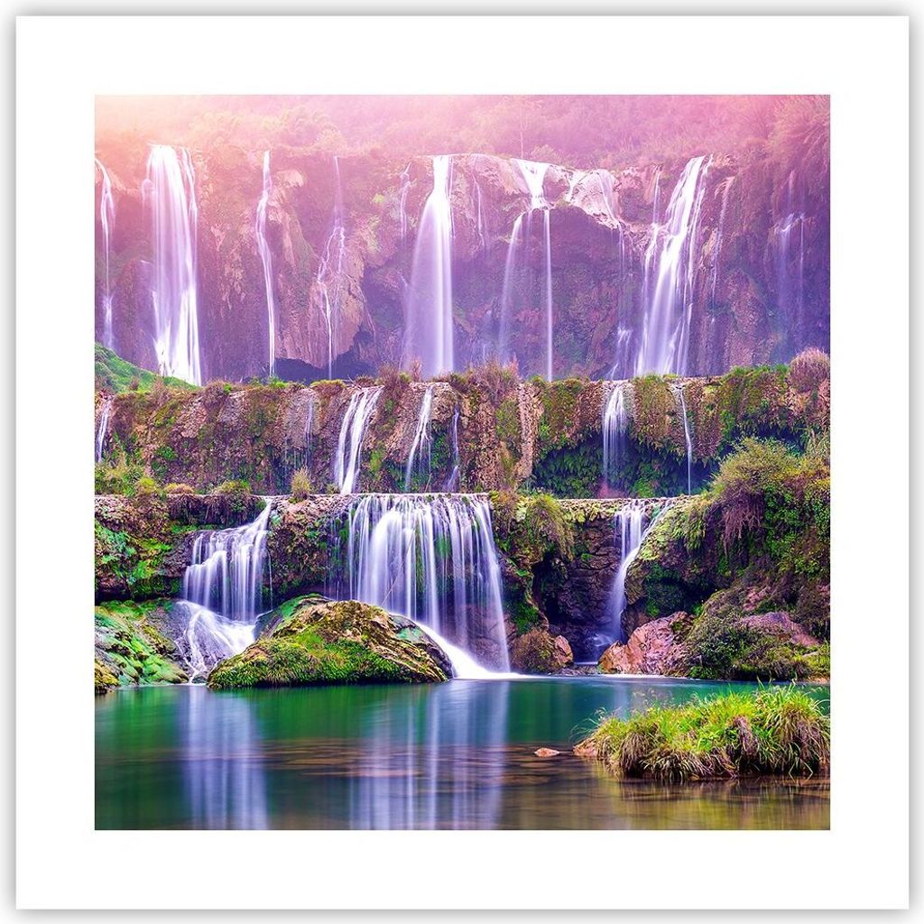 Poster - Poster ohne Rahmen - Wasserfall Natur - 40x40 cm - Produktbild 
