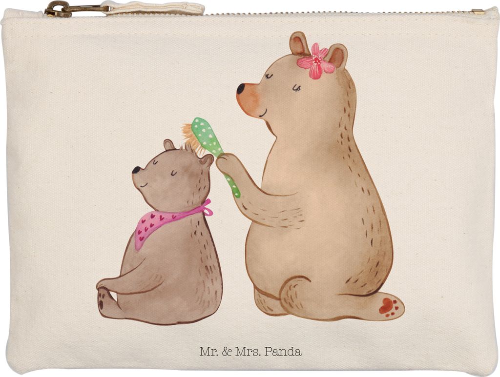 Mr. & Mrs. Panda Pouch Bär Kind Grösse XL Große - Weiß - Geschenk, Mama, Muttertag, Mutter, Mäppchen, Schminktasche, Stoffbeutel, kosmetiktäs...