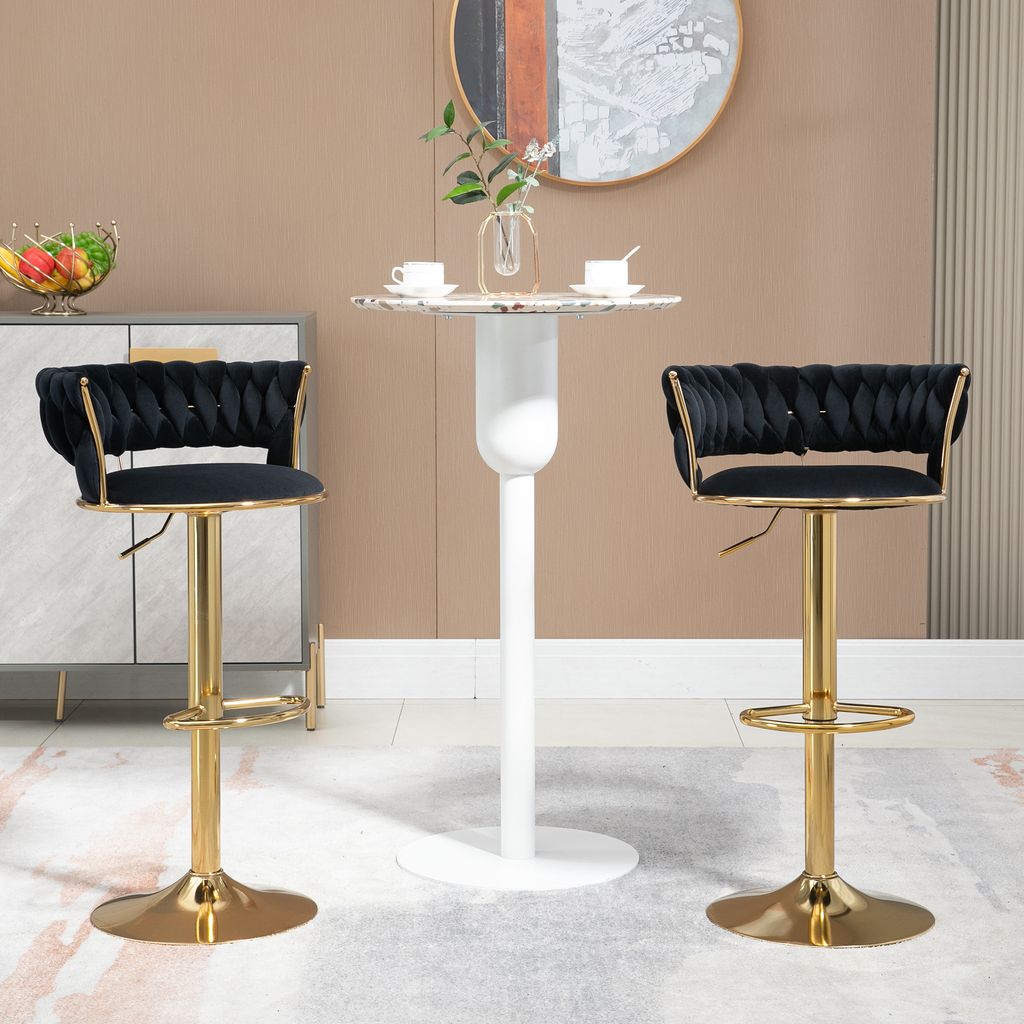 okwish Esszimmerstuhl-Set mit 2 Stühlen, drehbarer Barhocker, verstellbarer Thekenhöhenstuhl mit Fußhocker für Küche, Esszimmer, Veranstaltung...