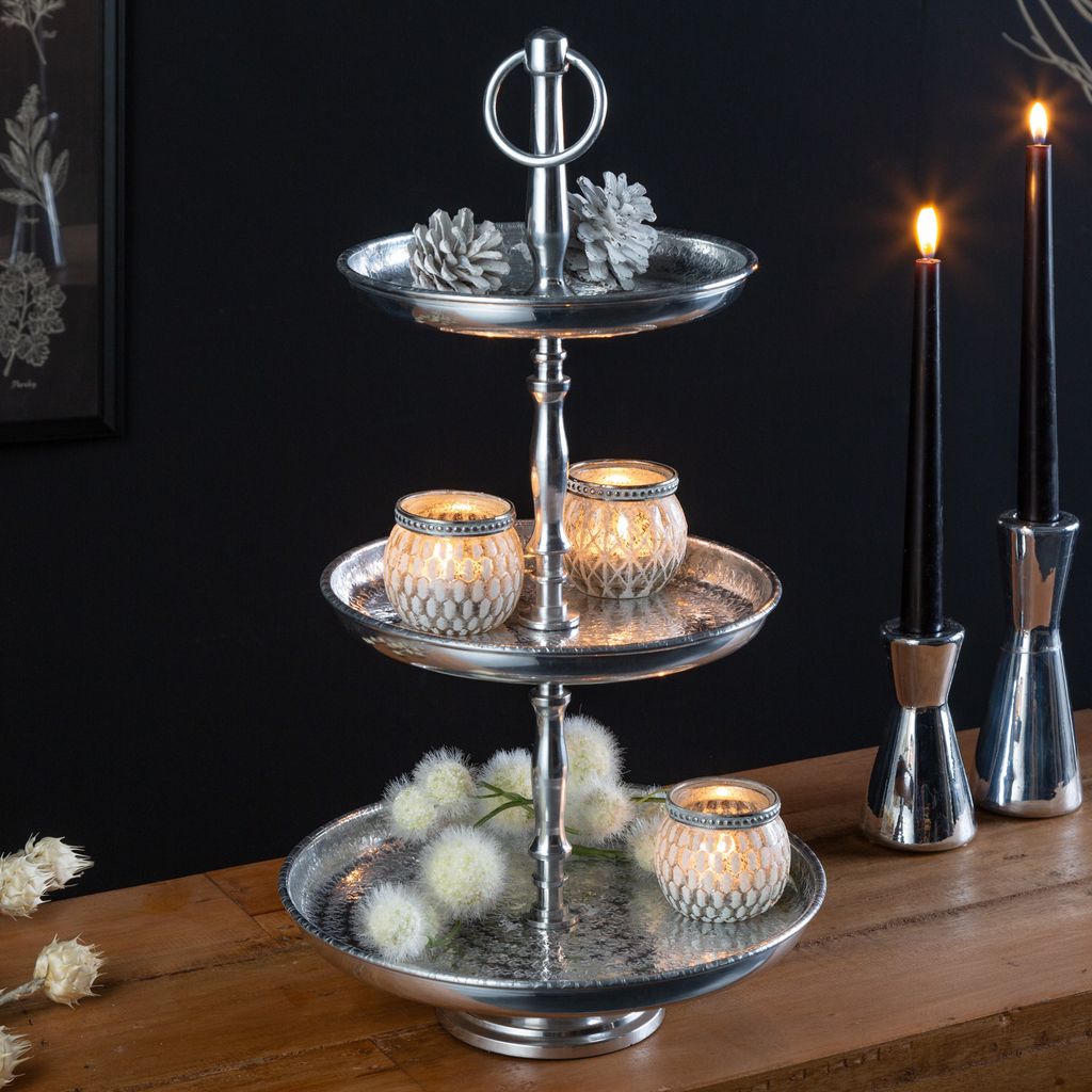 riess-ambiente Design Etagere ORIENT 50cm silber im Wild Produktbild 