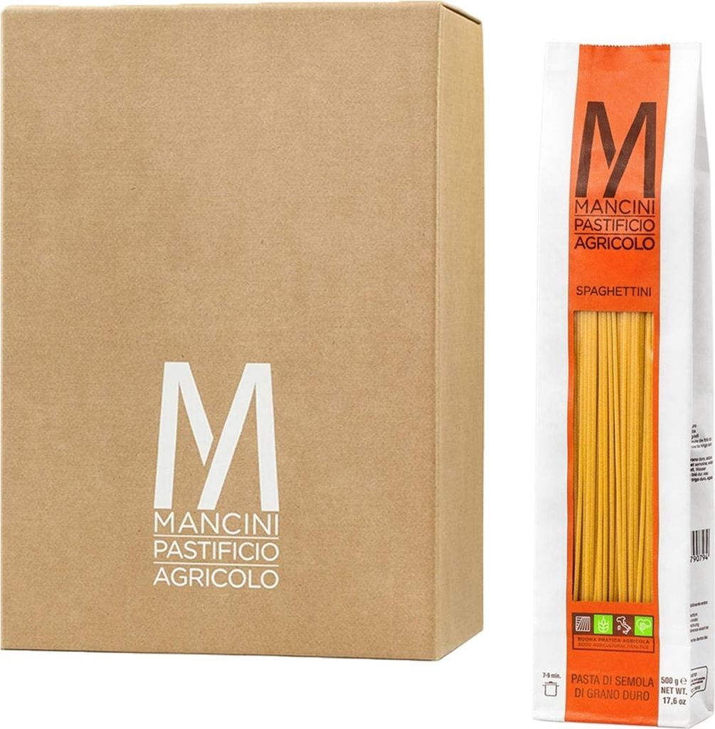Mancini Pastificio Agricolo - Spaghettini - Italienische handwerkliche Nudeln - 12 x 500 g