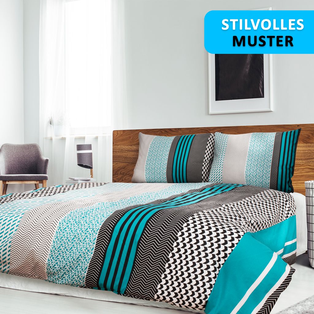 Sentidos Türkis Bettwäsche Set 135x200cm 4teilig %100 Produktbild 