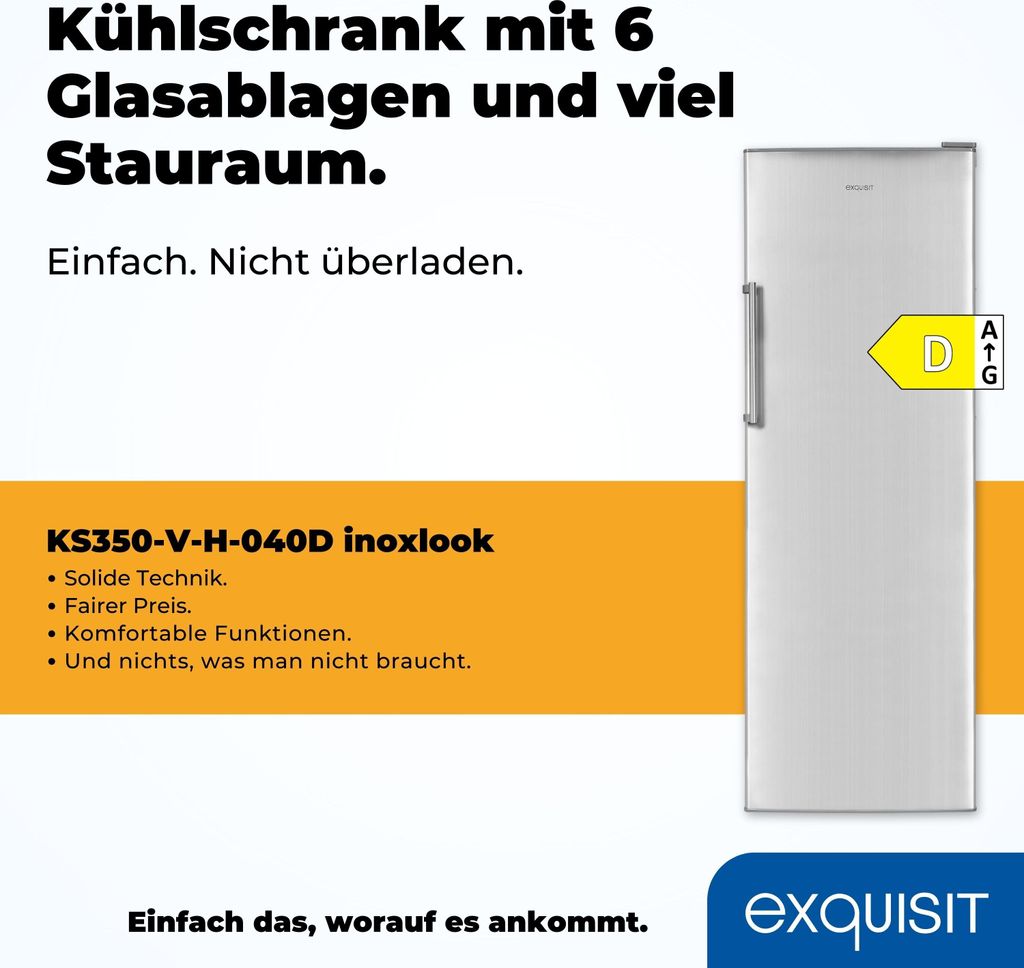 Exquisit Vollraumkühlschrank KS350-V-H-040D inoxlook | Produktbild 2