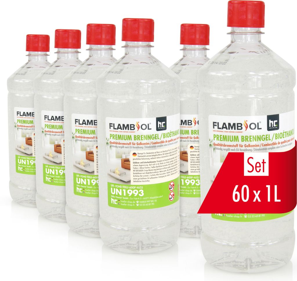 60x 1 L FLAMBIOL Premium Brenngel