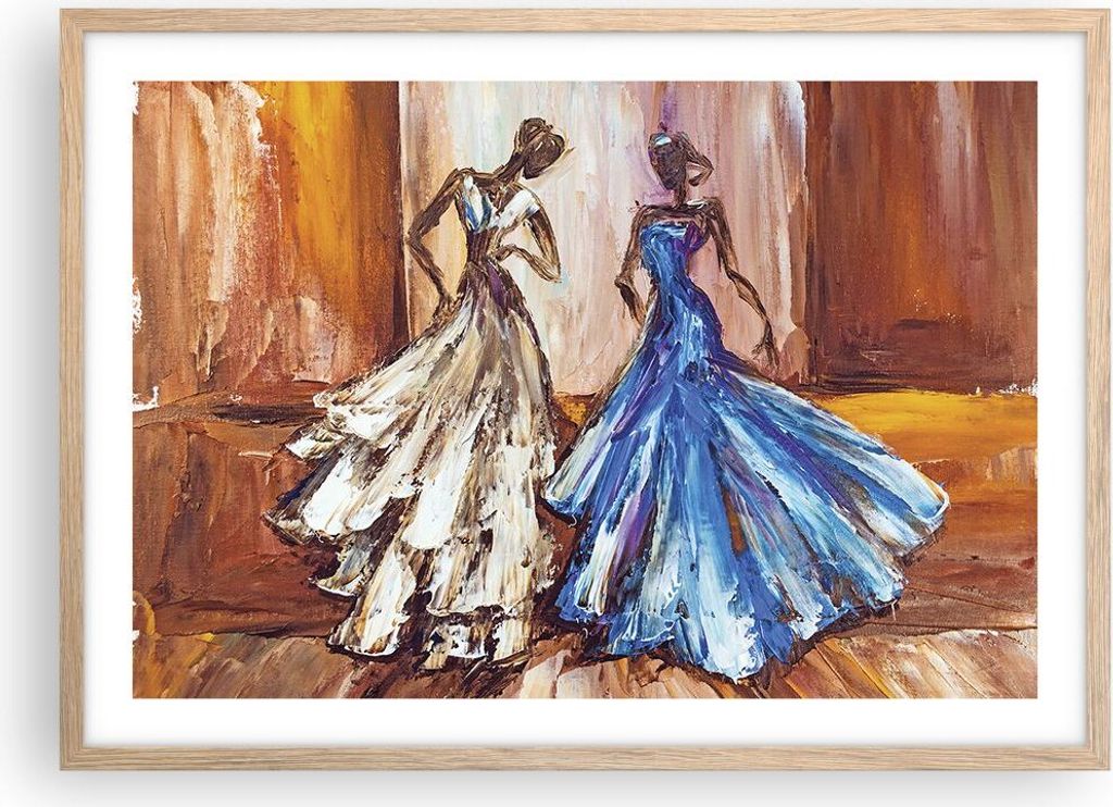 Gerahmtes Poster - Rahmen in heller Eiche - Frauen Kleider Öl - 70x50 cm - Wand Bild - Wanddeko - Wandbilder - Wandposter - Bilderrahmen - Bilder ...