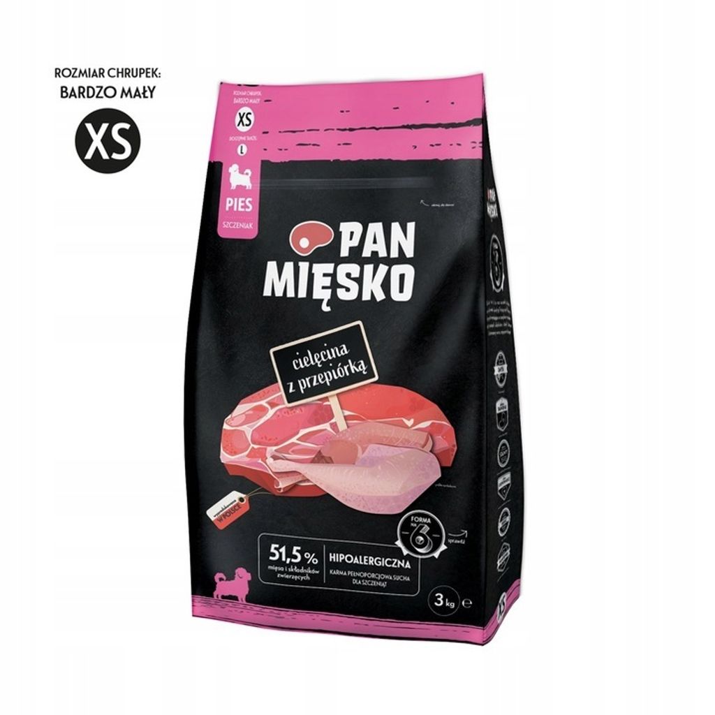 Pan Mięsko Cielęcina z Przepiórką XS 3kg dla Szczeniąt Zdjęcie produktu 