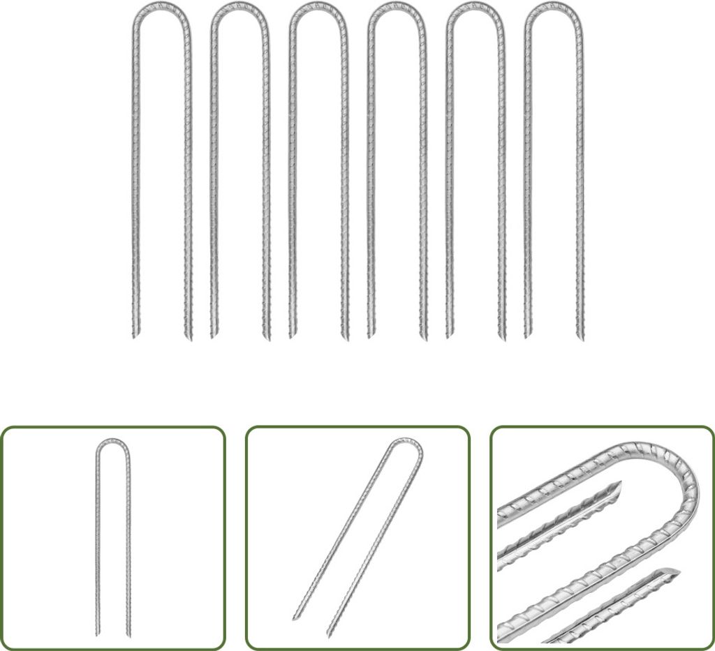 The Living Store Zeltheringe 6 Stk. U-Form 30 cm Ø7 mm Verzinkter Stahl