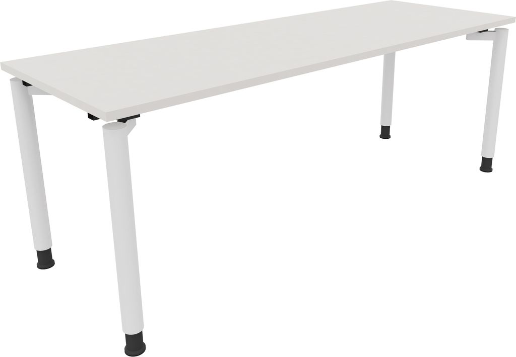 Schreibtisch Vierfuß Rundrohr B2000xT700xH680-820 ws/Weiß