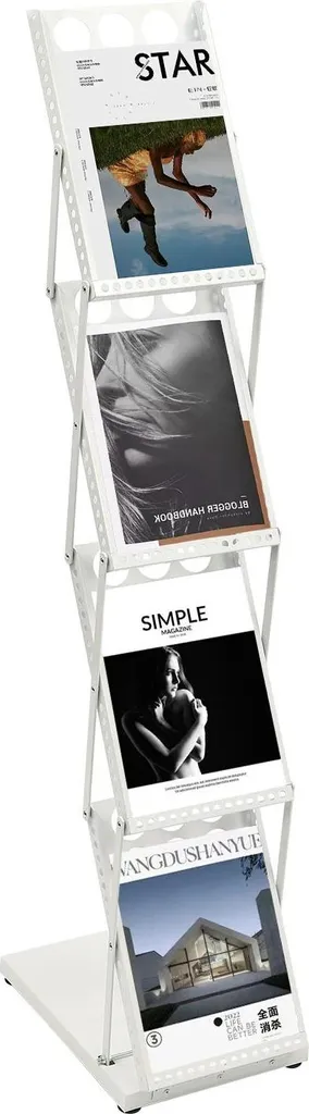 Espositore Depliant A4 Pieghevole Bianco 4 Livelli | Design Portatile
