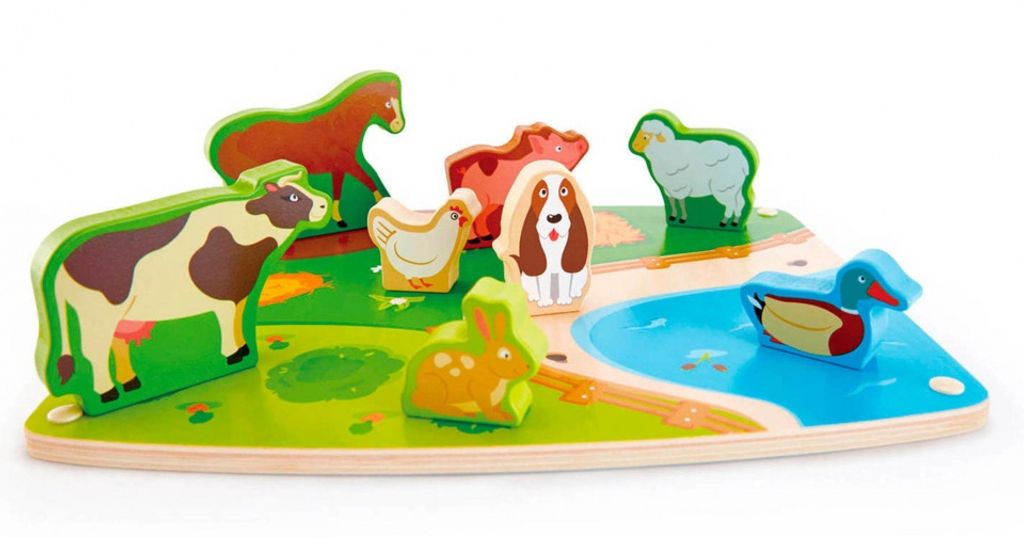 Steckpuzzlespiel Bauernhoftiere / 9 Teile