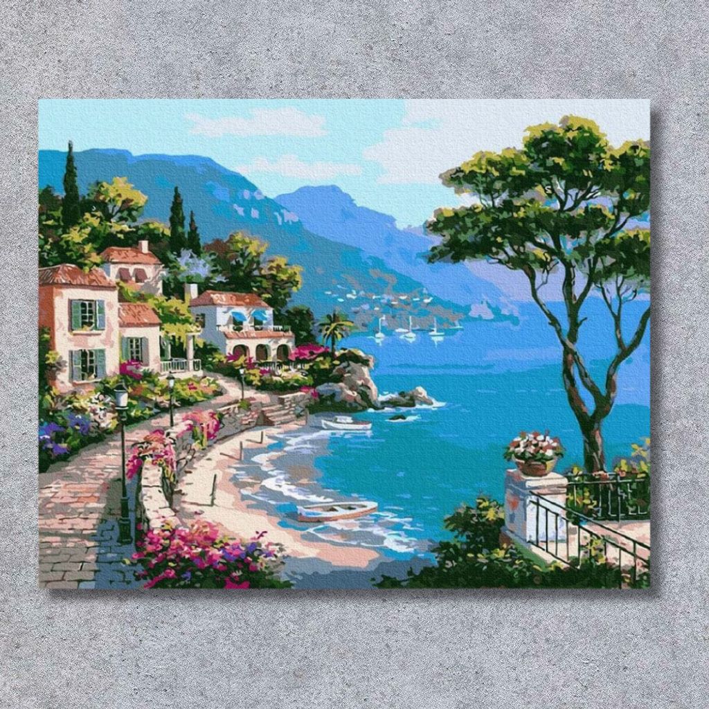 EOBROMD Malen Nach Zahlen Stadt Am Meer - DIY Ölgemälde Set 40x50cm