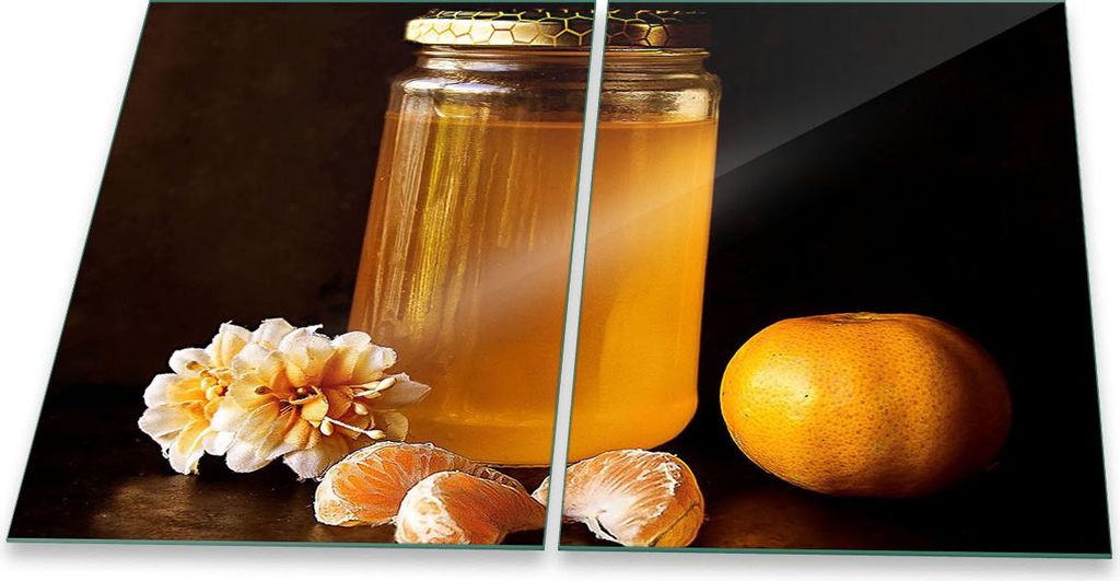 Herdabdeckplatte Glaskeramik 2-Teilig 2x40x52 Essen Gelb Abdeckung Spritzschutz Glas