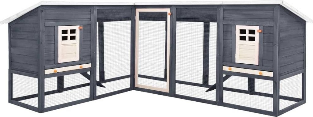 "im Angebot" Kaninchenstall mit Freilauf Grau und Weiß Tanne Massivholz - Kleintier-Ställe CC1269
