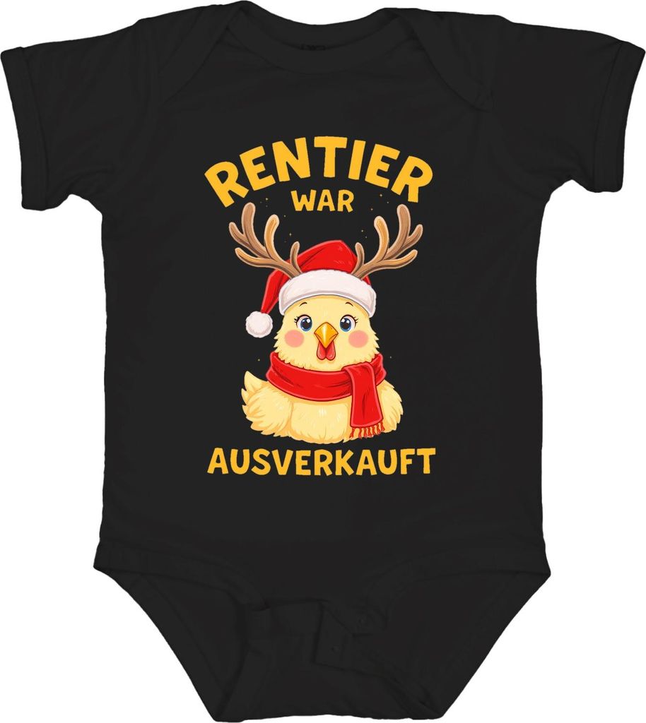 Rentier war t lustig Küken Weihnachten Santa Geschenk Unisex Baby Body, Schwarz, 0/3