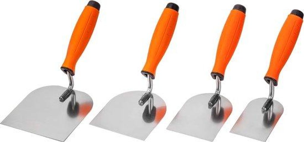 Stahl-Troffel-Set 4-teilig - 60 mm 80 mm 100 mm 120 mm - rostfreier Stahl mehrfach - rostfreie Troffel für Putz- und Mauerspachtelarbeiten