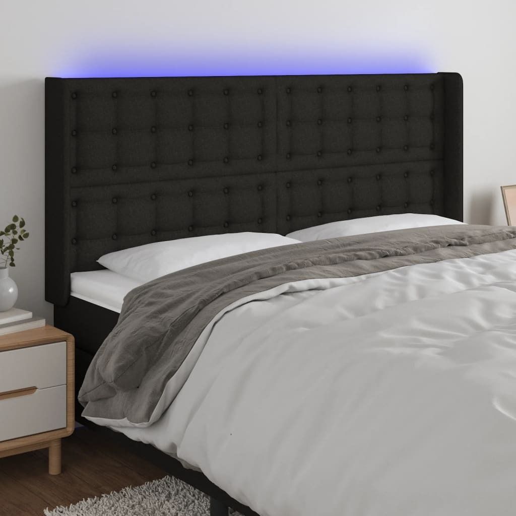 Maison Exclusive - LED Kopfteil Schwarz 163x16x118/128 cm Stoff