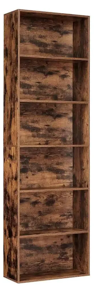 Bibliothèque Arbre à 6 Étagères en Bois Marron Rétro pour Salon et Bureau