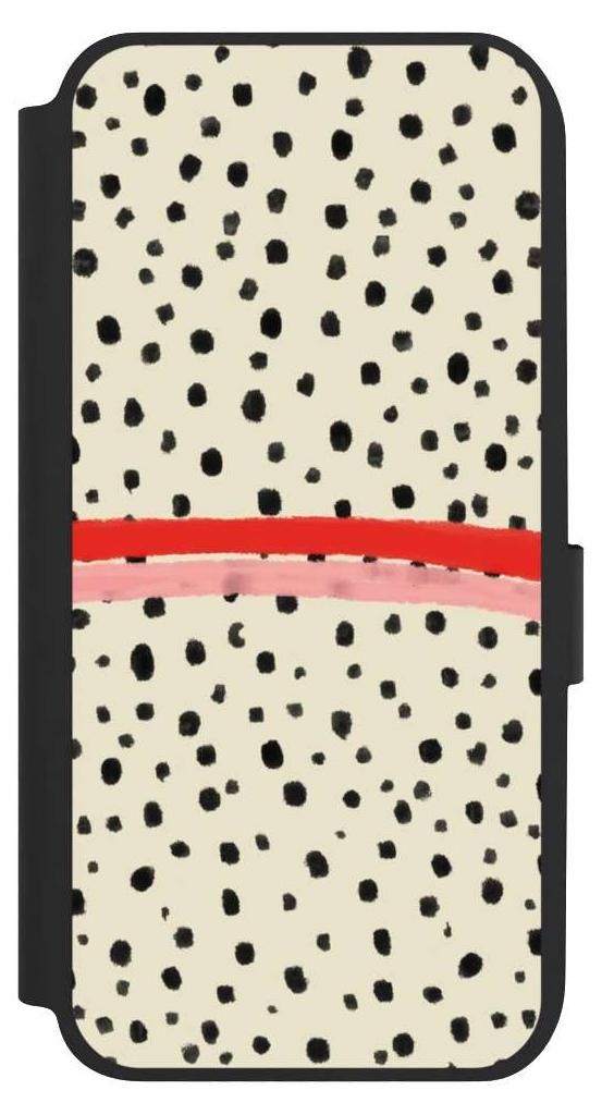 NIVOCASE Klapphülle für Samsung Galaxy A14 5G Handyhülle aus Kunst Leder NIVOflip schwarz Kunst Punkte Streifen