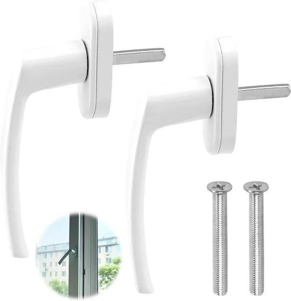 Lot de 2 poignées de fenêtre blanches en aluminium, tige de 35mm standard