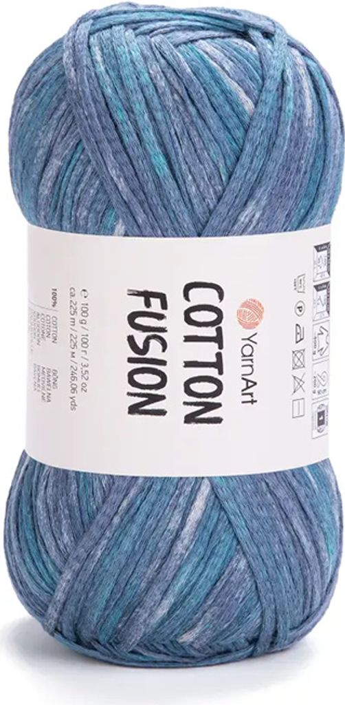 Yarnart Baumwolle Fusion 100% Baumwolle, 100g, Mix Denim, ideal für Sommerprojekte