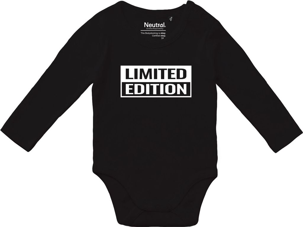 Huuraa Baby Body Limited Edition Schriftzug 80 Black Baumwolle Fairtrade Langarmbody Geschenkidee