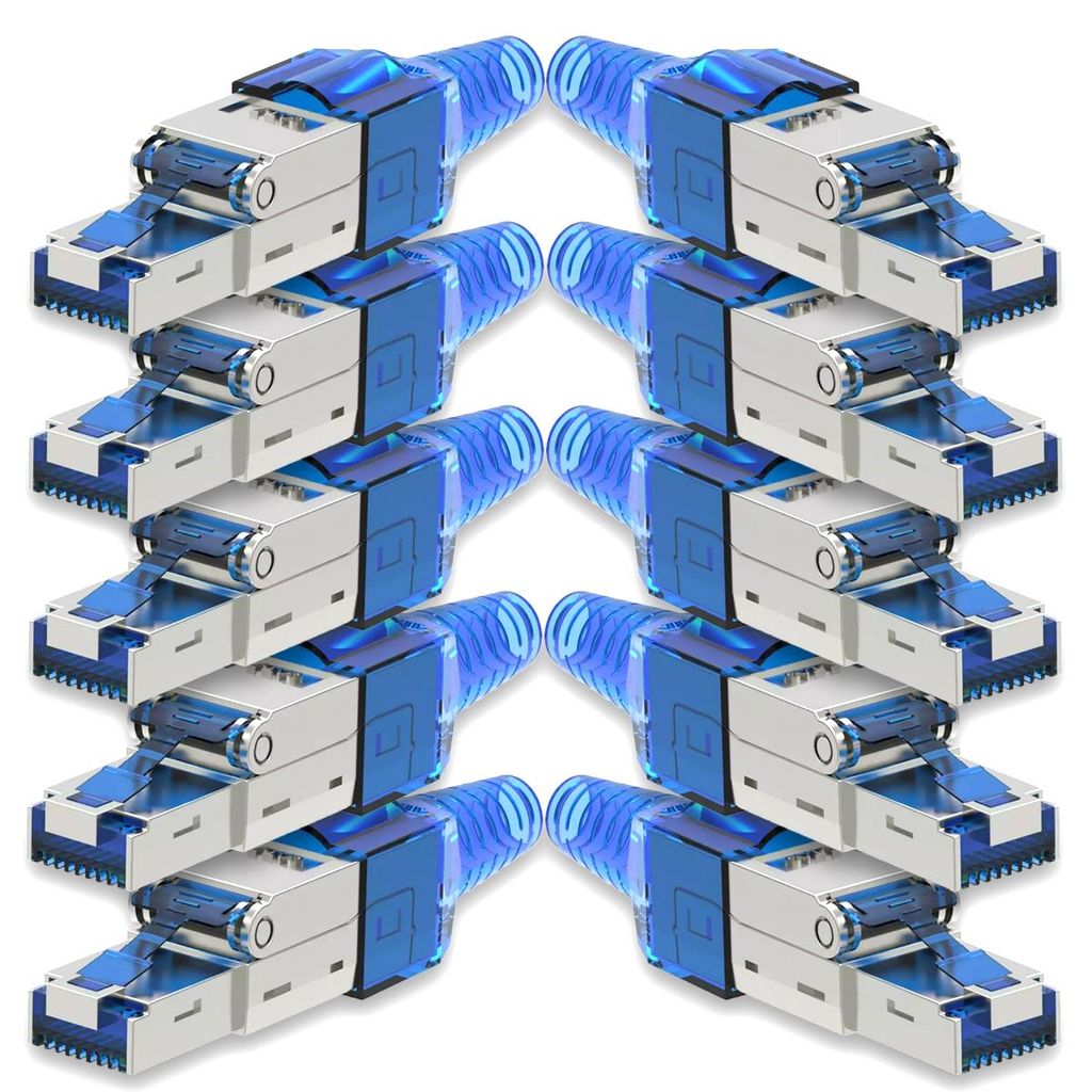 10x Netzwerkstecker CAT 7 Werkzeuglos RJ45 Netzwerk Stecker Verlegekabel Metall