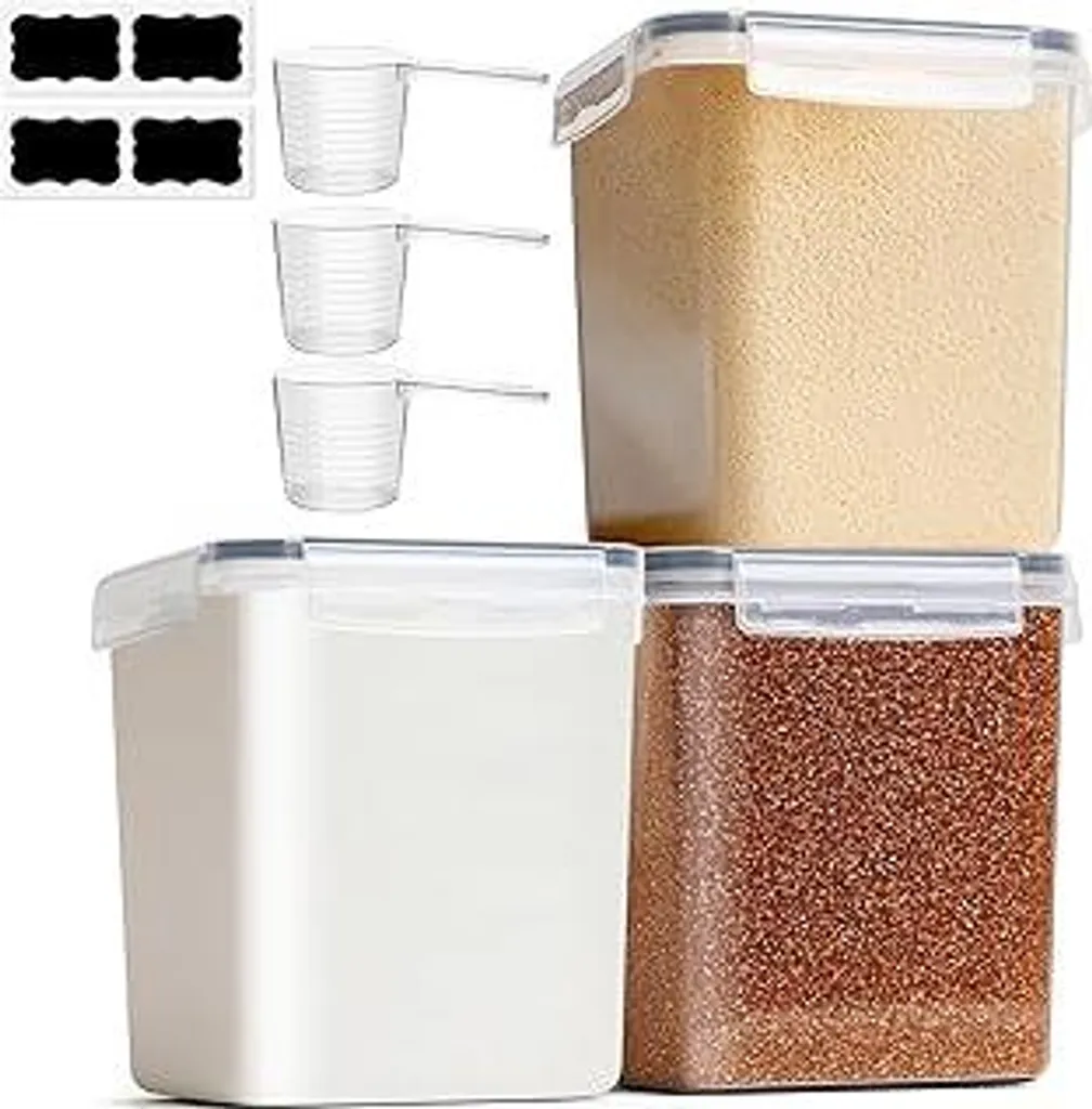 ComSaf 3 Pezzi Contenitori Ermetici 2.5L per Farina e Cereali Dispensa