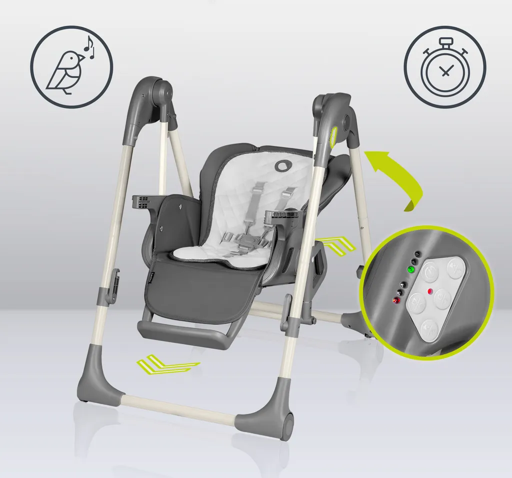 Chaise Haute Bébé Évolutive LIONELO Laurice Grise Réglable et Inclinable - 17