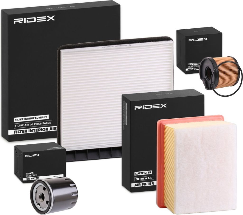 RIDEX Filterset Inspektionspaket Filtersatz passend für PEUGEOT PARTNER Combispace (5F) PARTNER Kasten (5) PARTNER Pritsche/Fahrgestell für CITROËN