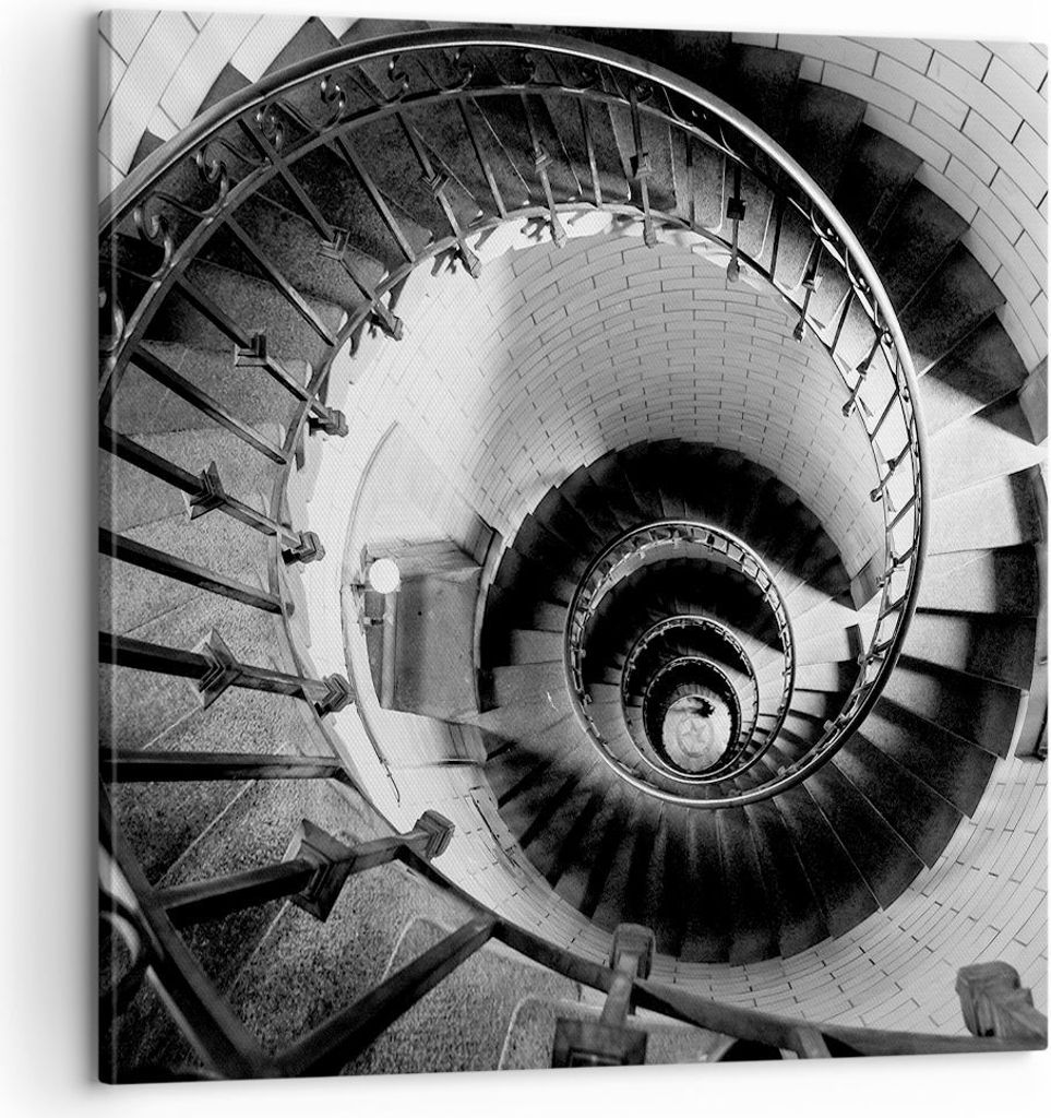 Bild auf Leinwand - Leinwandbild - Einteilig - Treppe Spirale Perspektive - 60x60cm - Wand Bild - Wanddeko - Wandbilder - Leinwanddruck - Bilder - ...