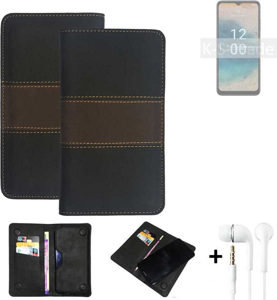 K-S-Trade Handyhülle + Kopfhörer kompatibel mit Nokia G22 Schutzhülle Walletcase Bookstyle Tasche Schutz Case Hülle Wallet Cover Kunstleder