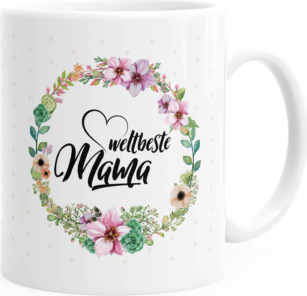 Kaffee-Tasse Weltbeste Mama Geschenk für Mutter Muttertag einfarbig MoonWorks weiß unisize